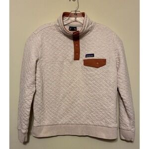 Patagonia Organic Cotton Quilt Snap-T Pullover Sweater Women's Medium Dyno White